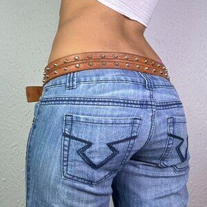 Y2k MICHEAL KORS GOLD STUDDED LEATHER BELT